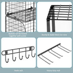 threehio garage shelf wall mounted with wire baskets, front angle view