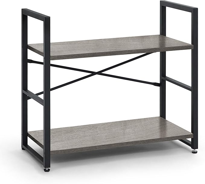 CAPHAUS 2 Tier Small Bookshelf, 24 Inch Width Free Standing Shelf, Bookcase - Image 8