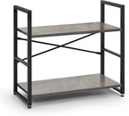 CAPHAUS 2 Tier Small Bookshelf, 24 Inch Width Free Standing Shelf, Bookcase - Image 8