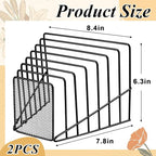 2 Pcs 7 Section Incline File Sorter Metal Wire Mesh File Rack - Image 3