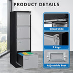BYNSOE 4 Drawer File Cabinet - Image 5