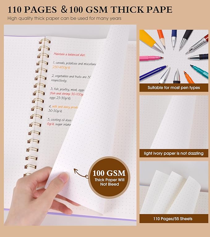 Dotted Notebook, Spiral Notebook Journal 8.5” x 11”, A4 Large Dot Grid Notebooks - Image 4