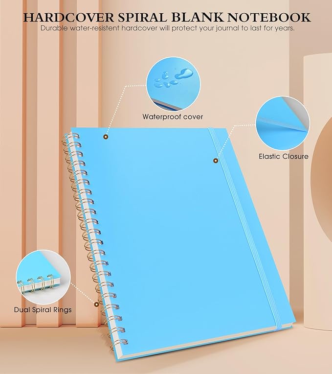 Blank Spiral Notebook Journal 8.5” x 11”, A4 Large Sketch Book - Image 3