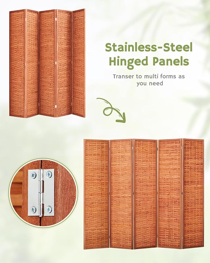 JOSTYLE 6ft Folding Privacy Screens 5-Panel Freestanding Room Dividers - Image 7