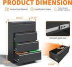 4 drawer lateral file cabinet with lock black, close-up detail