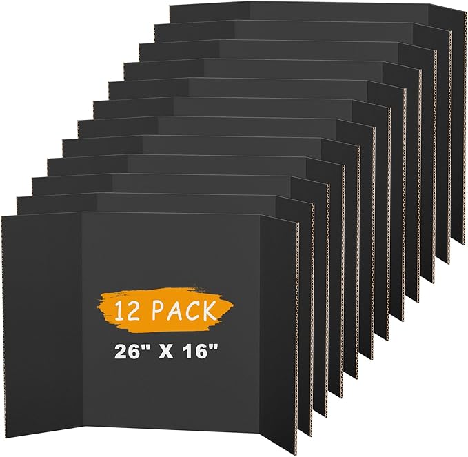 AKONEGE 12Pcs Medium Trifold Poster Board, Presentations, Science Fair by AKONEGE