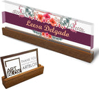 Artblox Personalized Office Desk Name Plate and Business Card Holder | Clear by Artblox