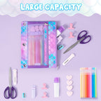 WAWSAM Mermaid Pencil Pouch for 3 Ring Binder, Zipper Pencil Pouch for Girl | 2 Pocket Clear Window Pencil Case, 3 Ring Pencil Pouch for School Supplies, Pencil Bags for Office College