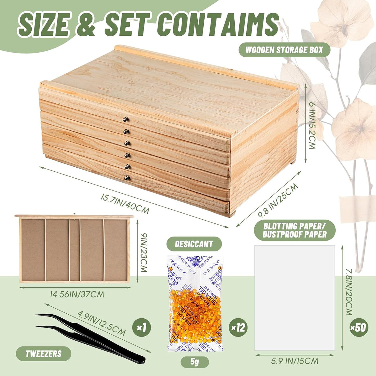 aceorbit 6 drawer wooden pressed flower storage box shown in use
