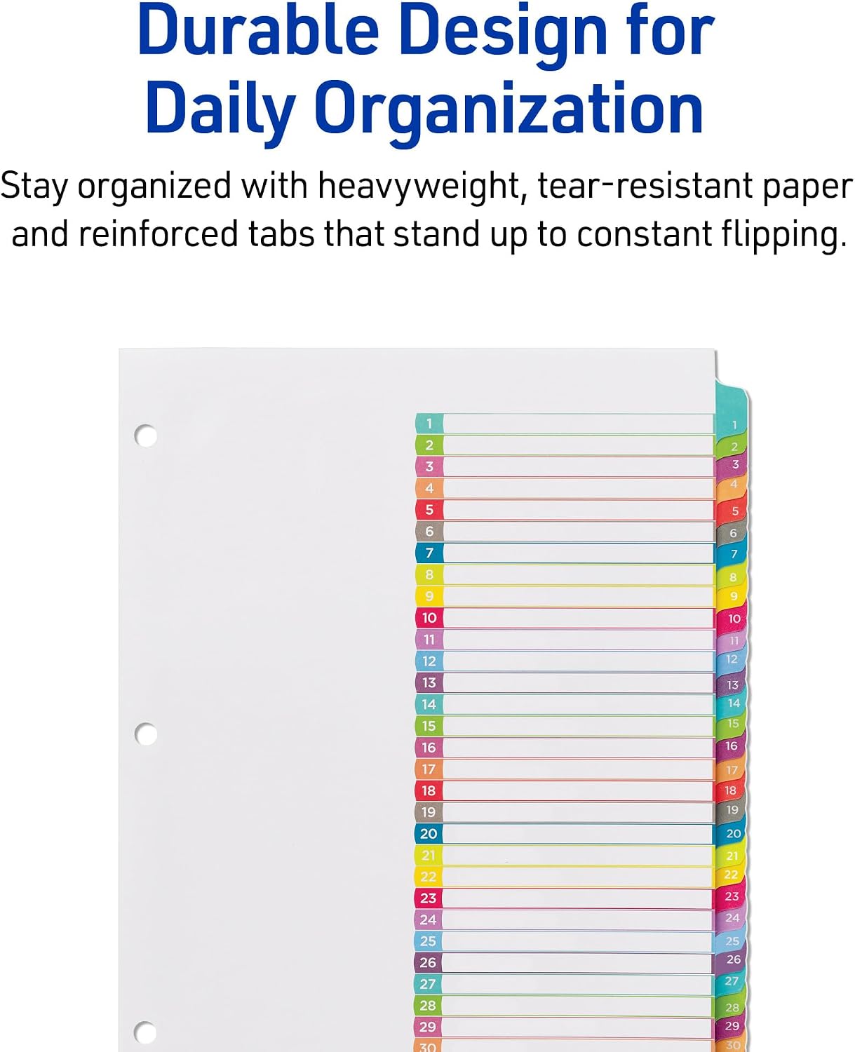 Avery 1-31 Dividers for 3 Ring Binders, 31 Tabs per Set, Customizable Table of Contents, Multicolor Arched Tabs, Great for Organizing Reports, Projects, and More (11846) (Pack of 12)