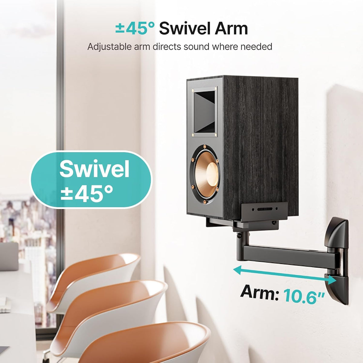 Speaker Wall Mounts, 55 lbs Capacity, Widths from 5.1” to 11.2”,1 Pair