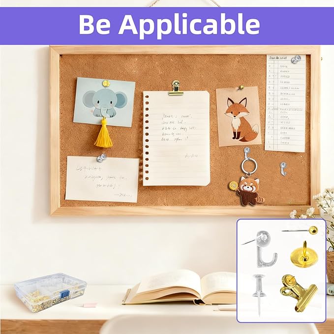 505 Pcs Push Pins Set 5 Style Thumb Tacks Decorative Push Pins Gold Metal Thumb - Image 6