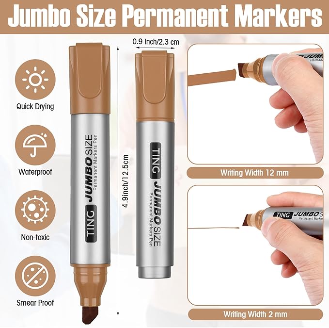 Fuutreo 10 Pack Jumbo Permanent Markers Bulk Large Chisel Tip Permanent Markers - Image 3