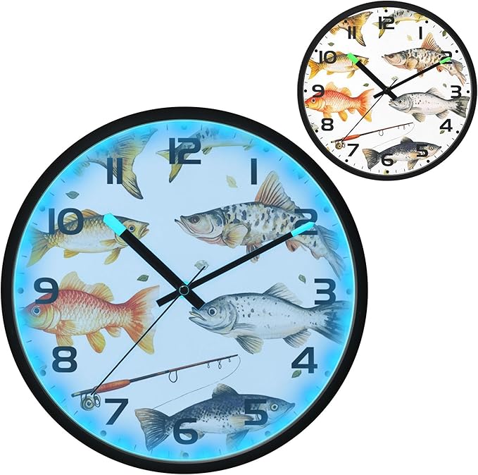 Vozoza Fishing Underwater 12 Inch Analog Wall Clocks Battery-Operated - Image 2