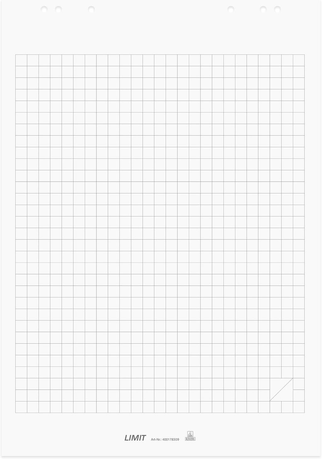 Limit 1 x flip chart pad, squared, pad with 20 sheets, 80 g/m² paper, 6 holes
