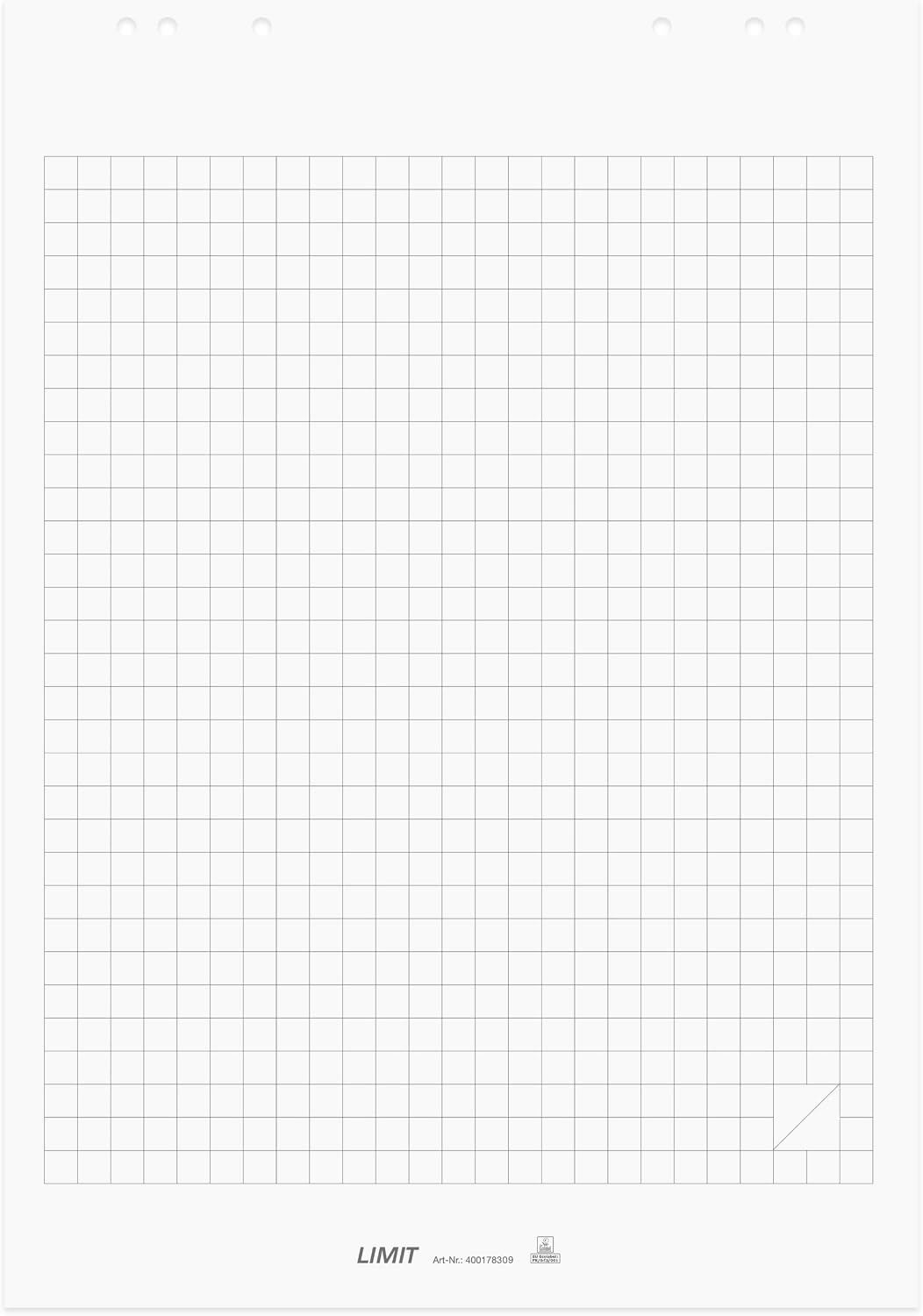 Limit 1 x flip chart pad, squared, pad with 20 sheets, 80 g/m² paper, 6 holes