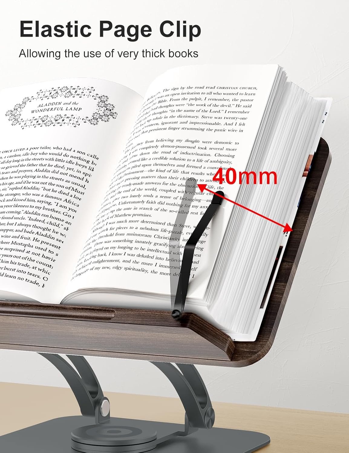 Tounee Book Stand for Reading, Adjustable Book Holder with 360° Swivel Base, ...
