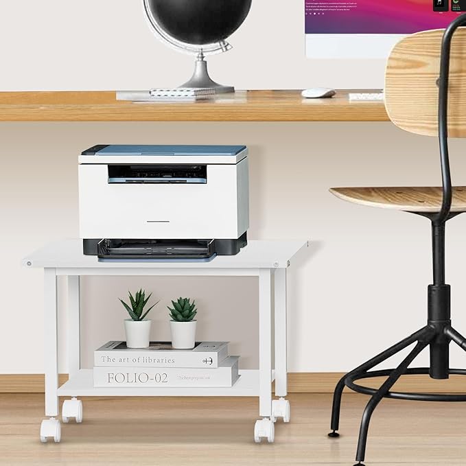 Lerliuo Under Desk Printer Stand, 2-Tier Industrial Mobile Printer Table - Image 5