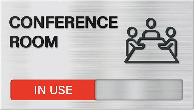 Conference Room Door Signs for Office, Meeting In Progress Door Sign, In Use by Abudada