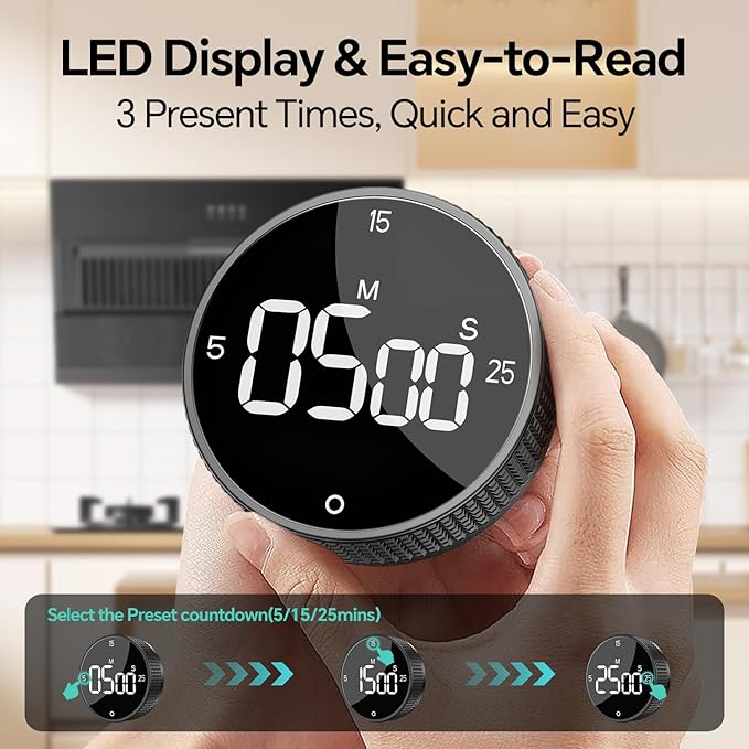 Allbean Digital Kitchen Timer, Large Display Magnetic Countdown Countup Timer - Image 3
