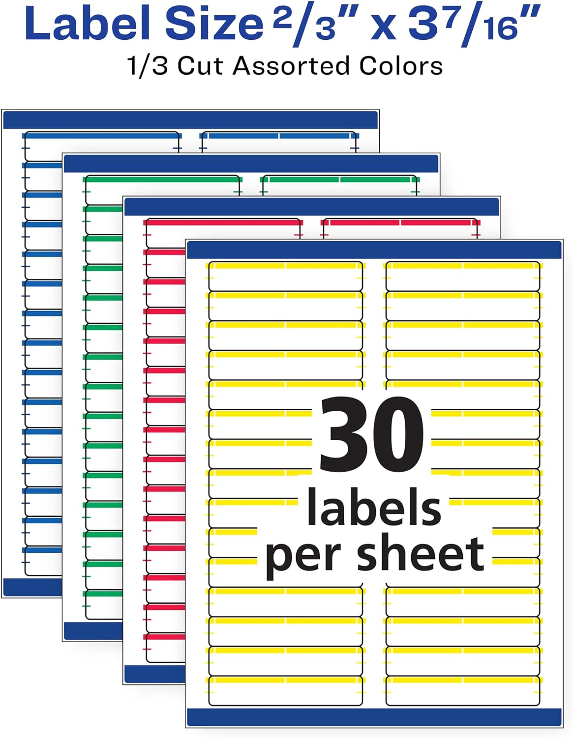 Avery TrueBlock File Folder Labels, 2/3" x 3-7/16", 750 Printable Labels, Assorted Colors, Permanent (5266)