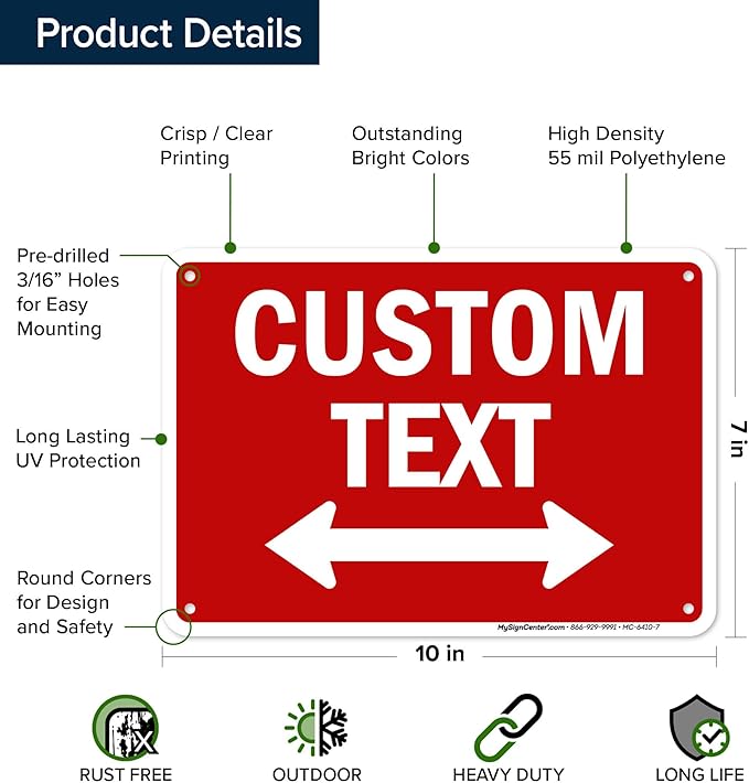 Custom Arrow, Custom Directional Sign, Two way Arrow, 7x10 Inches, 55 mil thick - Image 6