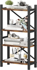 Desktop Bookshelf, 4-Tier Stackable Narrow Bookcase, Adjustable Industrial Desk by Homeiju