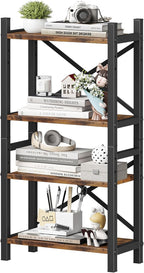 Desktop Bookshelf, 4-Tier Stackable Narrow Bookcase, Adjustable Industrial Desk by Homeiju
