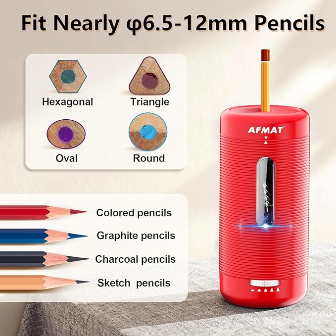 AFMAT Electric Pencil Sharpener, Fully Automatic Pencil Sharpener, Auto in & Out - Image 5