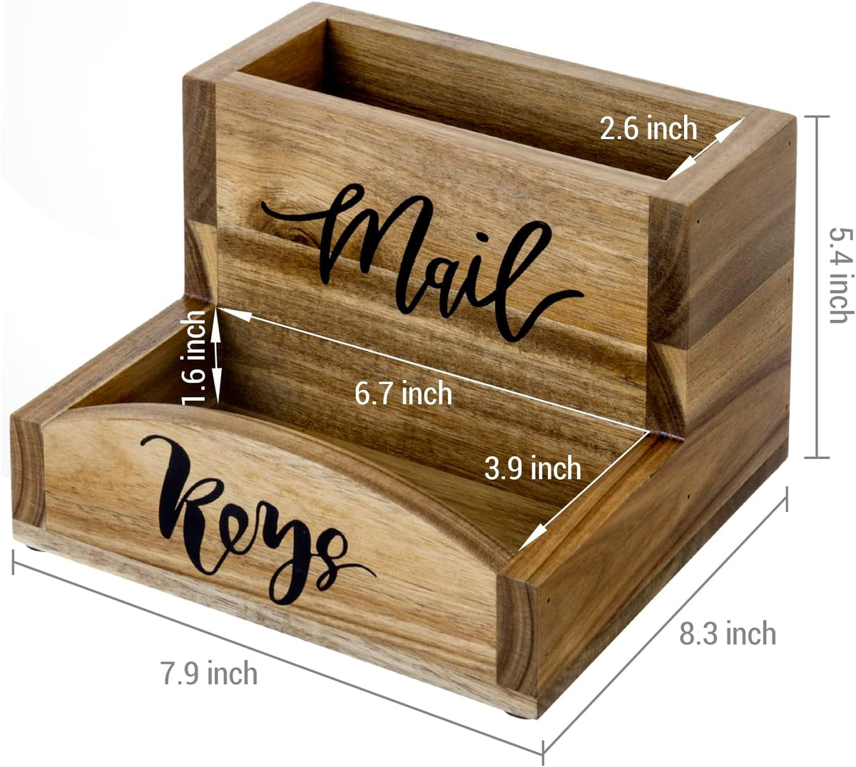 MyGift Premium Acacia Solid Wood Mail Holder and Key Organizer, Entryway Stor...