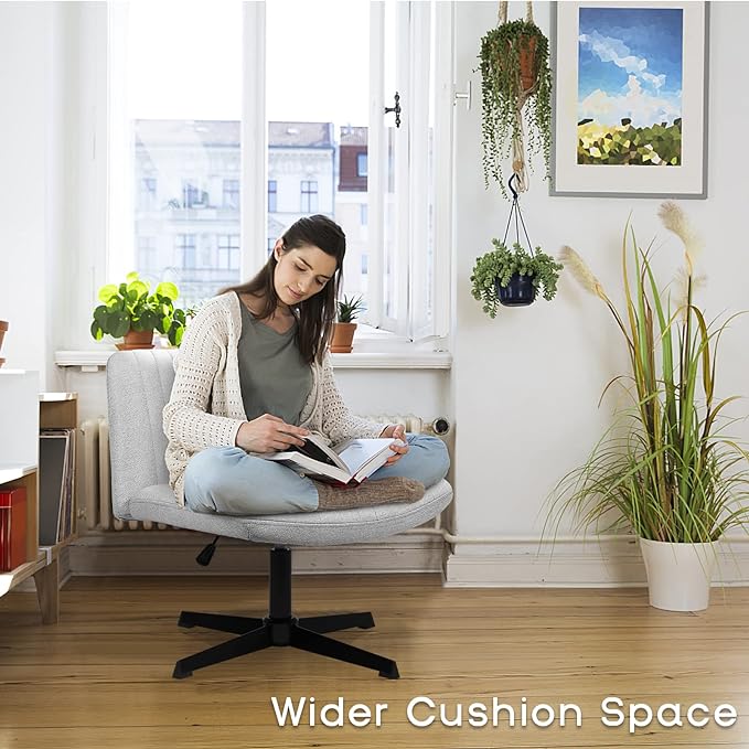 PUKAMI Criss Cross Chair, Armless Cross Legged Office Desk Chair No Wheels - Image 3