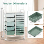 LDAILY 15 Drawer Rolling Storage Cart, Rolling Cart - Image 3