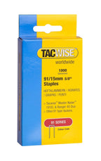 Tacwise Heavy Duty 91 Series 15mm Staples for Staple Gun (1000) | Precision cut, Popular for Wood-to-Wood Applications