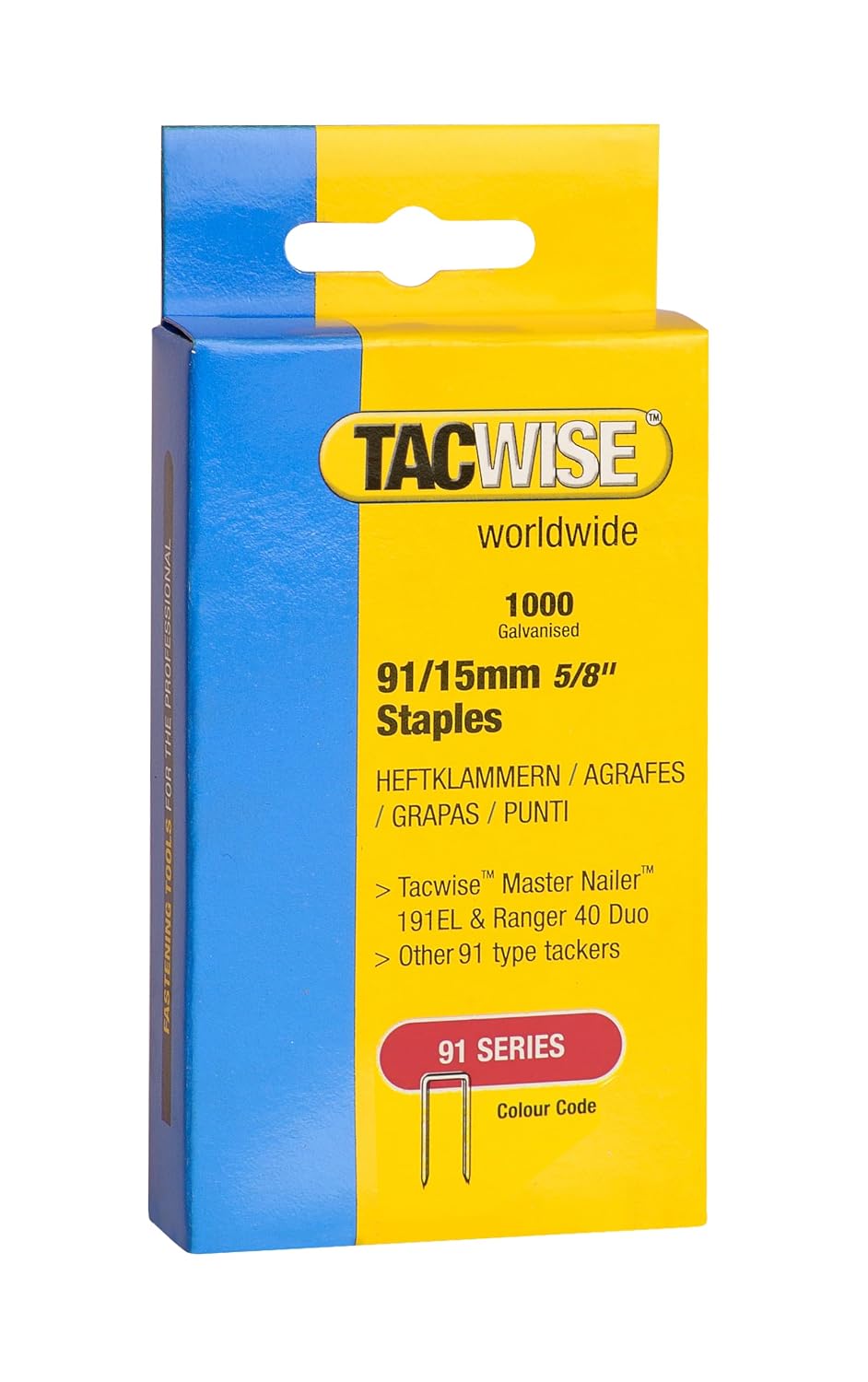 Tacwise Heavy Duty 91 Series 15mm Staples for Staple Gun (1000) | Precision cut, Popular for Wood-to-Wood Applications