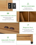 68'' outdoor storage cabinet, wooden garden tool cabinet on a desk or shelf