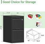 2-Drawer File Cabinet with Lock, Metal Vertical Filing Cabinets - Image 3