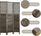 Svimi Folding Room Divider, 66.9 Inch 6 Panels Wood Carved Privacy Screens - Image 5