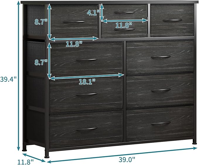 LUMTOK 10-Drawer Dresser, Fabric Dressers Drawers - Image 3