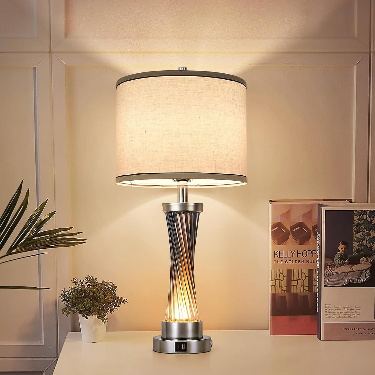 3-Way Dimmable Table Lamp Set of 2,Touch Control Lamp with Night Light,Modern...