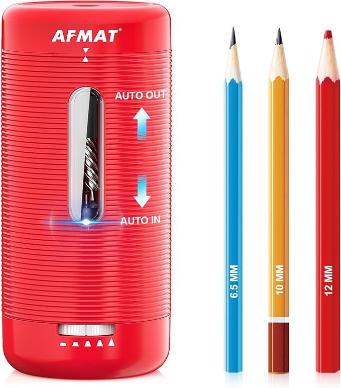 AFMAT Electric Pencil Sharpener, Fully Automatic Pencil Sharpener, Auto in & Out by AFMAT