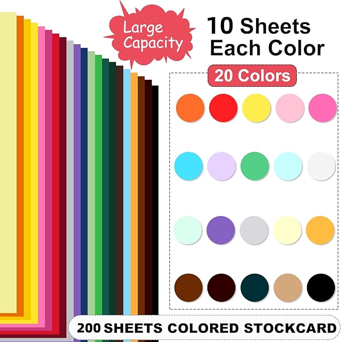 200 Sheets Colored Cardstock 8.5 "x 11", 65LB 180GSM Craft Bulk Construction - Image 3