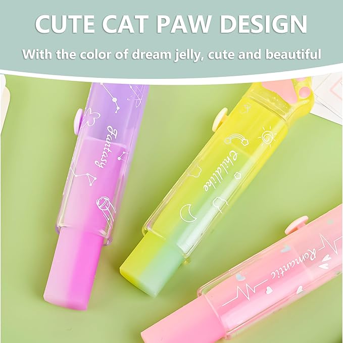 Daphilly Retractable Pencil Eraser, Cute Erasers, Gradient Jelly Eraser - Image 5
