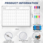 Lincia 36" x 12" Magnetic Horizontal 2 Month Dry Erase Calendar - Image 2