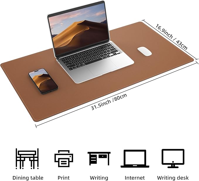 AFIING Dual-Sided Desk Pad, Natural Cork & PU Leather, Desk Mat Protector - Image 2