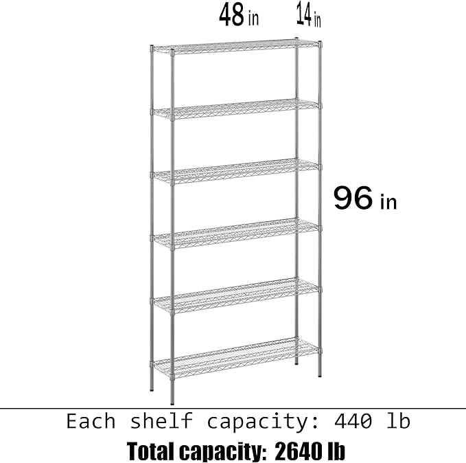 Regal Altair 14" Deep x 48" Wide x 96" Height Wire Shelving Kit | 6-Tier | NSF - Image 3