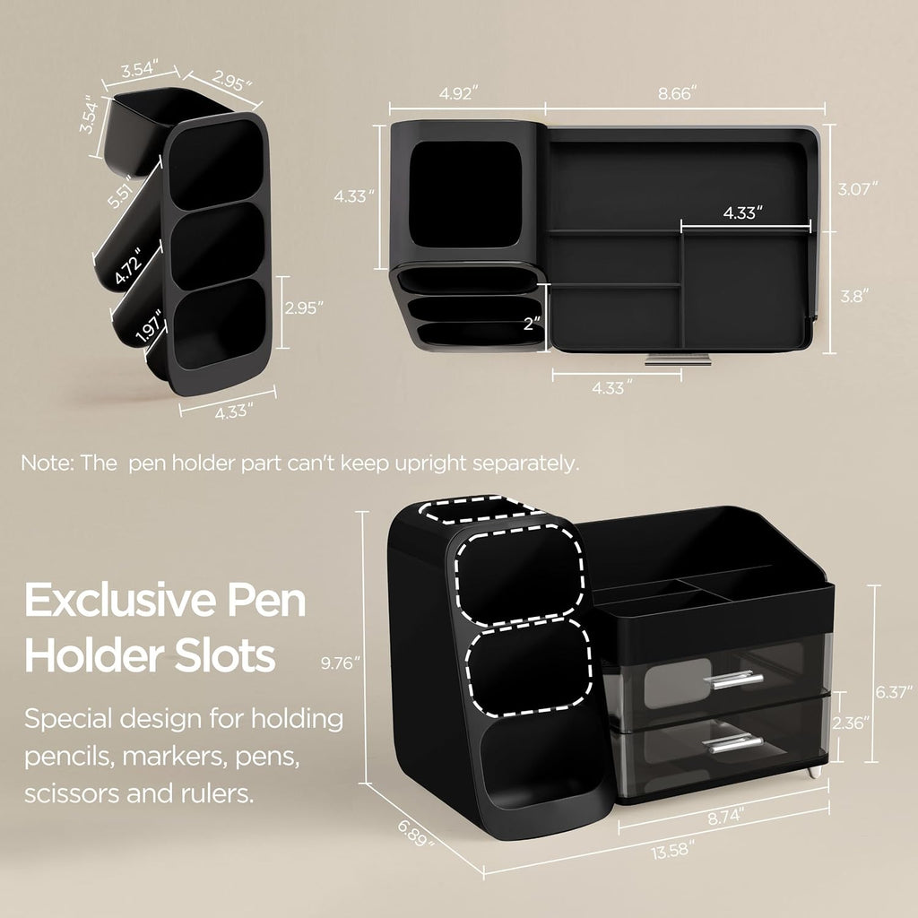 hblife desk organizer with pen pencil holder for showing dimensions