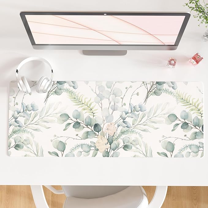 QIYI Large Mouse Pad for Desk, Cute Desk Mat for Desktop, Women Girls Green by QIYI
