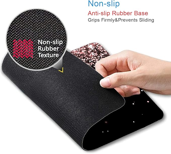 IMAYONDIA Mouse Pad, Rose Gold Glitter Black Mouse Pad, Non-Slip Rubber Base - Image 3