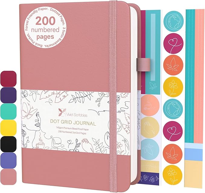Bullet Dotted Journal – 140gsm Bleed Proof Thick White Paper – 200 Numbered Dot by VividScribbles