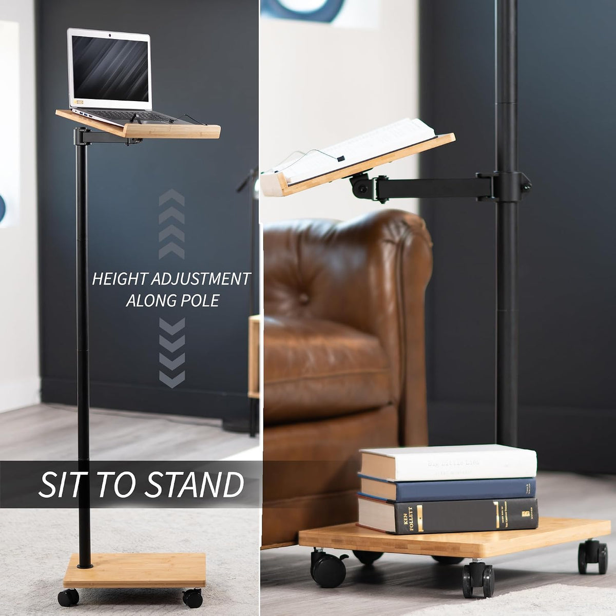 VIVO Mobile 16 inch Mobile Podium Reading Stand, Portable Rolling Book Holder...